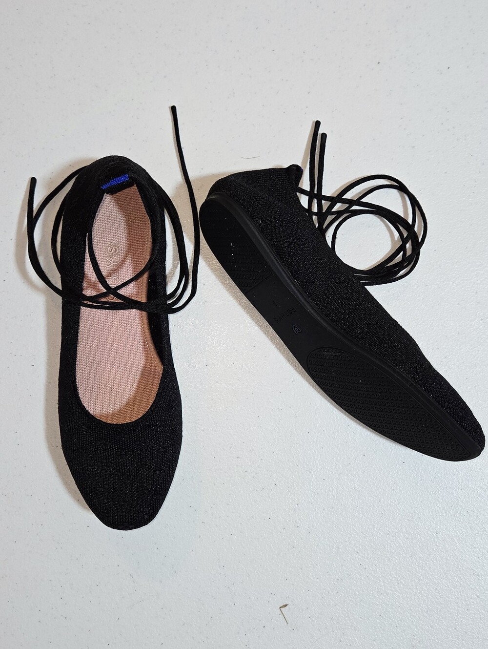 Rothy’s The Square Wrap Ballet Flats Black Shimmer Size 8 EUC Retired Style